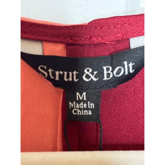 Strut and Bolt NEW Satin Pink Colorblock V Neck Wrap Bodysuit Size Medium - Picture 4 of 7